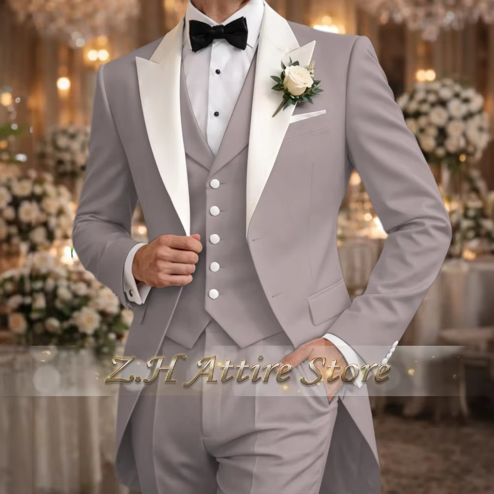 Ensemble de costume trois pièces élégant pour homme, couleur bordeaux, avec veste à revers en pointe