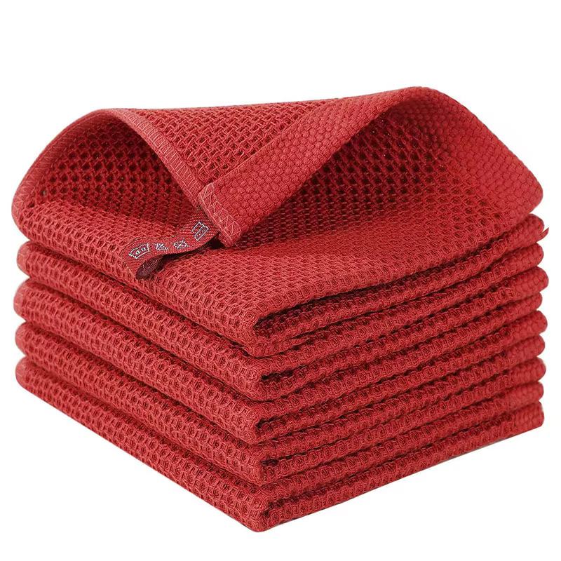 Serviette en coton douce et absorbante, chiffons de cuisine en nid d'abeille, serviette de lavage du