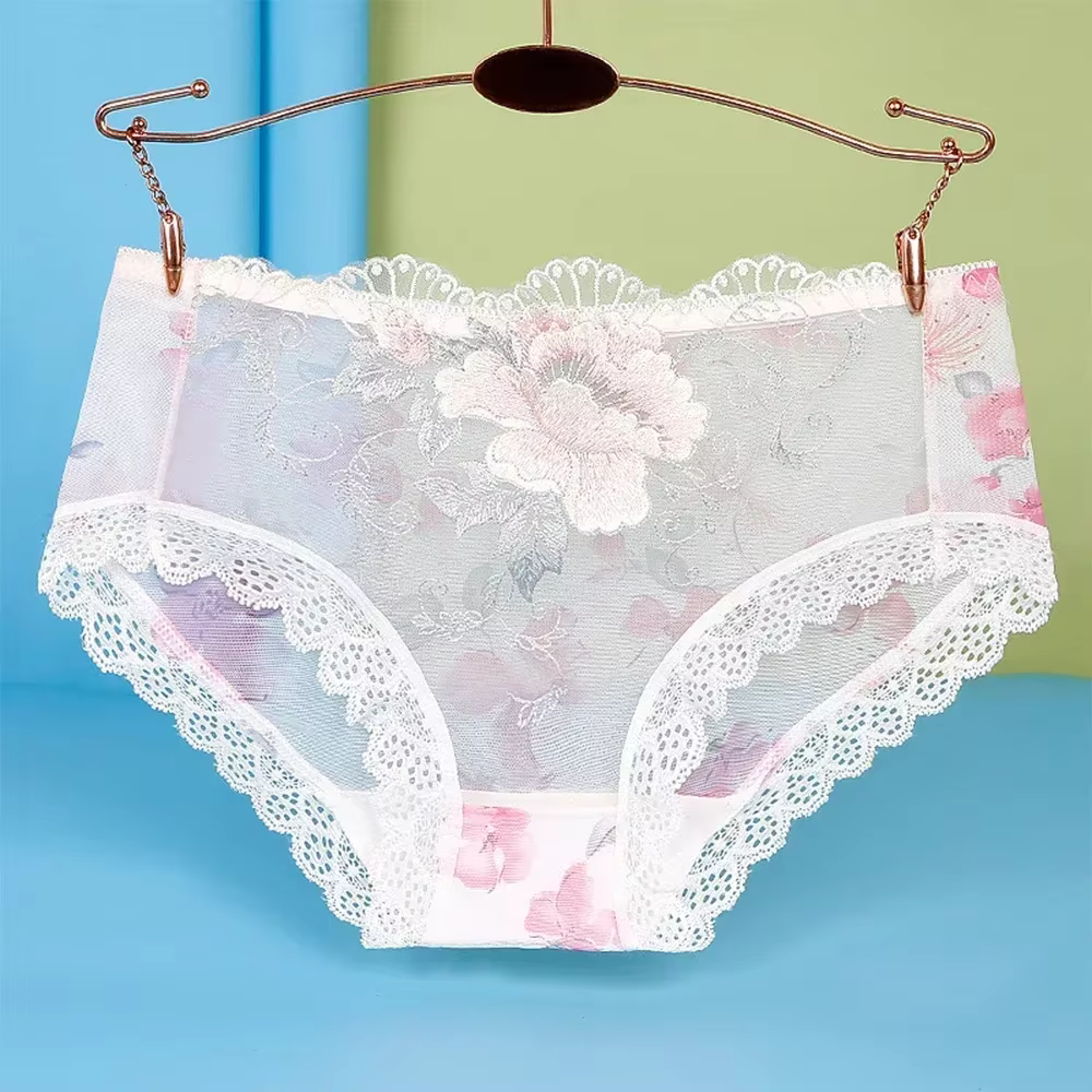 Femmes Sexy dentelle broderie culottes slips Bragas Mujer sous-vêtements transparents Lingerie respe