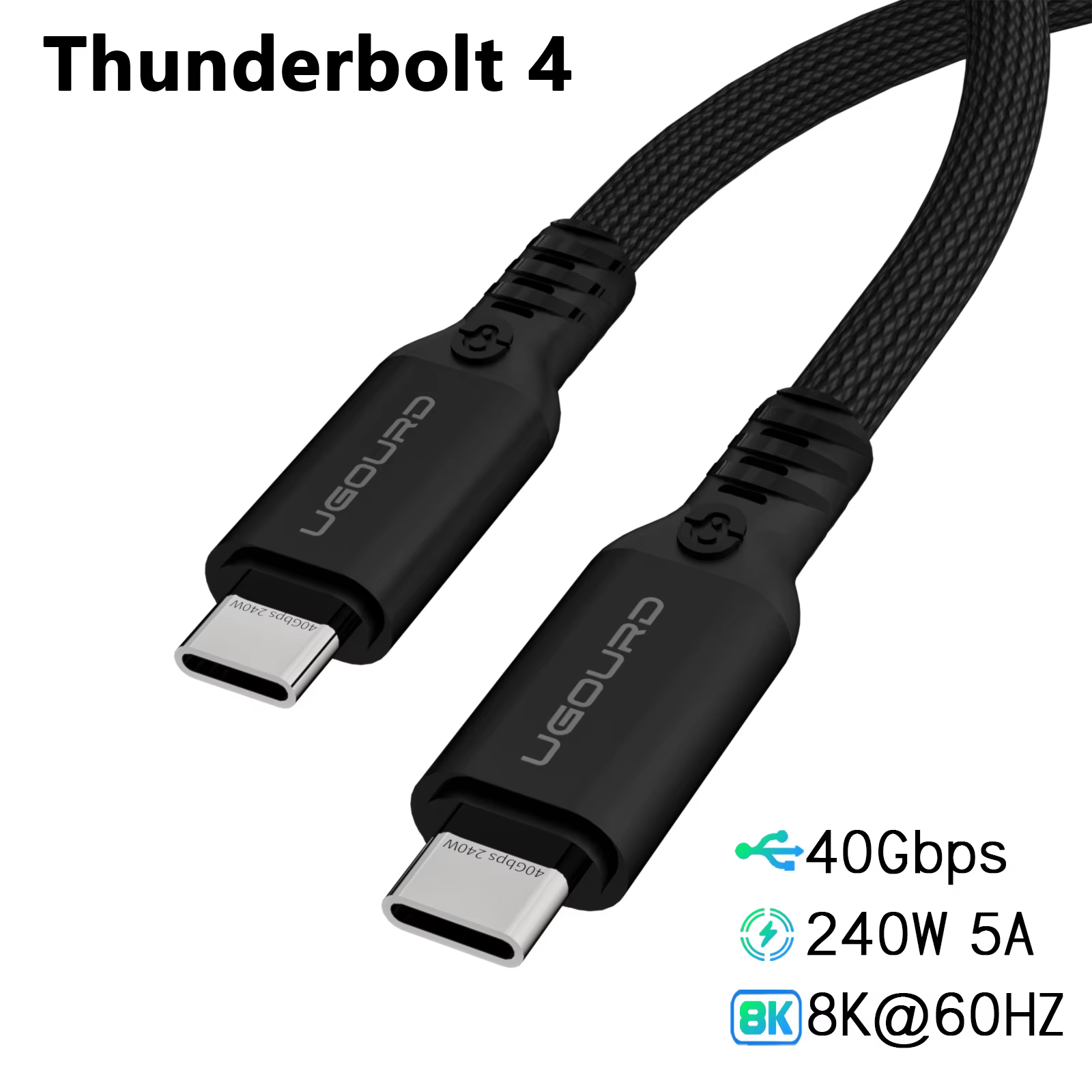 UGOURD – câble Thunderbolt 4 USB4, 40Gbps, Thunderbolt3, 0.2m-2m, 3m, Type C, câble de charge rapide