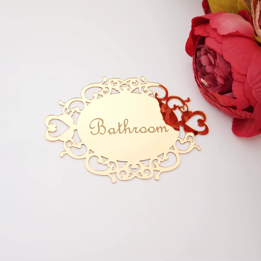 Autocollant mural pour porte de chambre, salle de bain, toilettes, WC, signalétique en acrylique mir