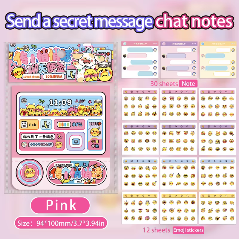 Bloc-notes amusant et créatif pour messages intimes, notes adhésives amovibles, livré avec des autoc