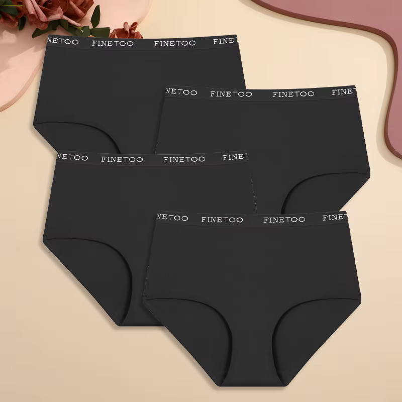 4 pièces S-XXL coton taille haute caleçons femmes sans couture haute ceinture élastique culottes con