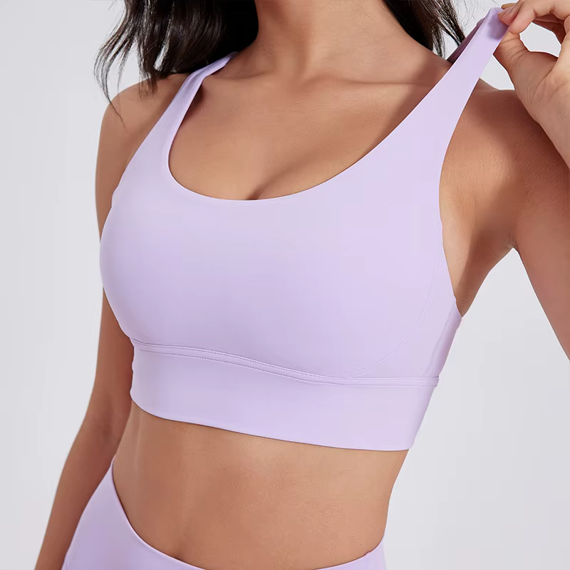 Soutien-gorge dos croisé pour femmes, couleur unie, sous-vêtements de Fitness, doux, Sport, haut de