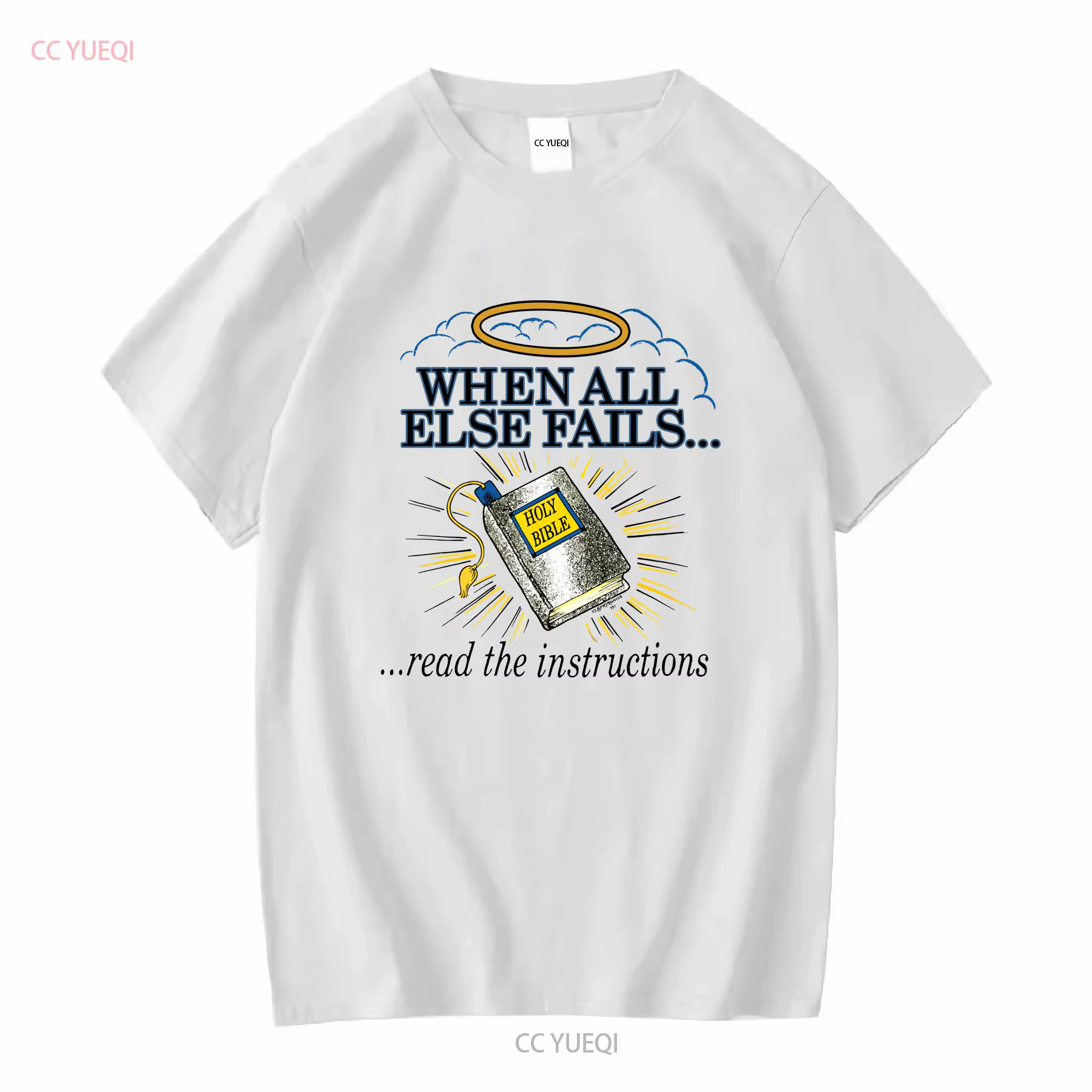T-shirt vintage années 90 « When All Else Fails Read The Instructions Holy Bible Jesus » XXL, manche