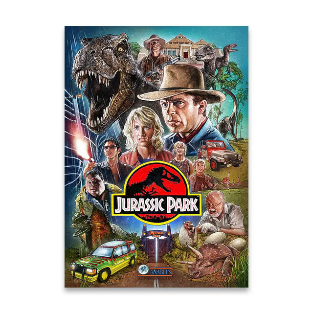 Affiche de film J-Jurassic Park, impression sur toile, peinture décorative de films classiques pour