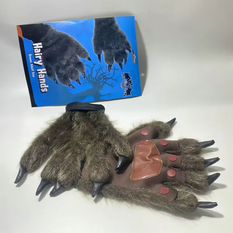 Gants de loup-garou avec mains poilues, accessoires de performance sur scène, vêtements de maquillag