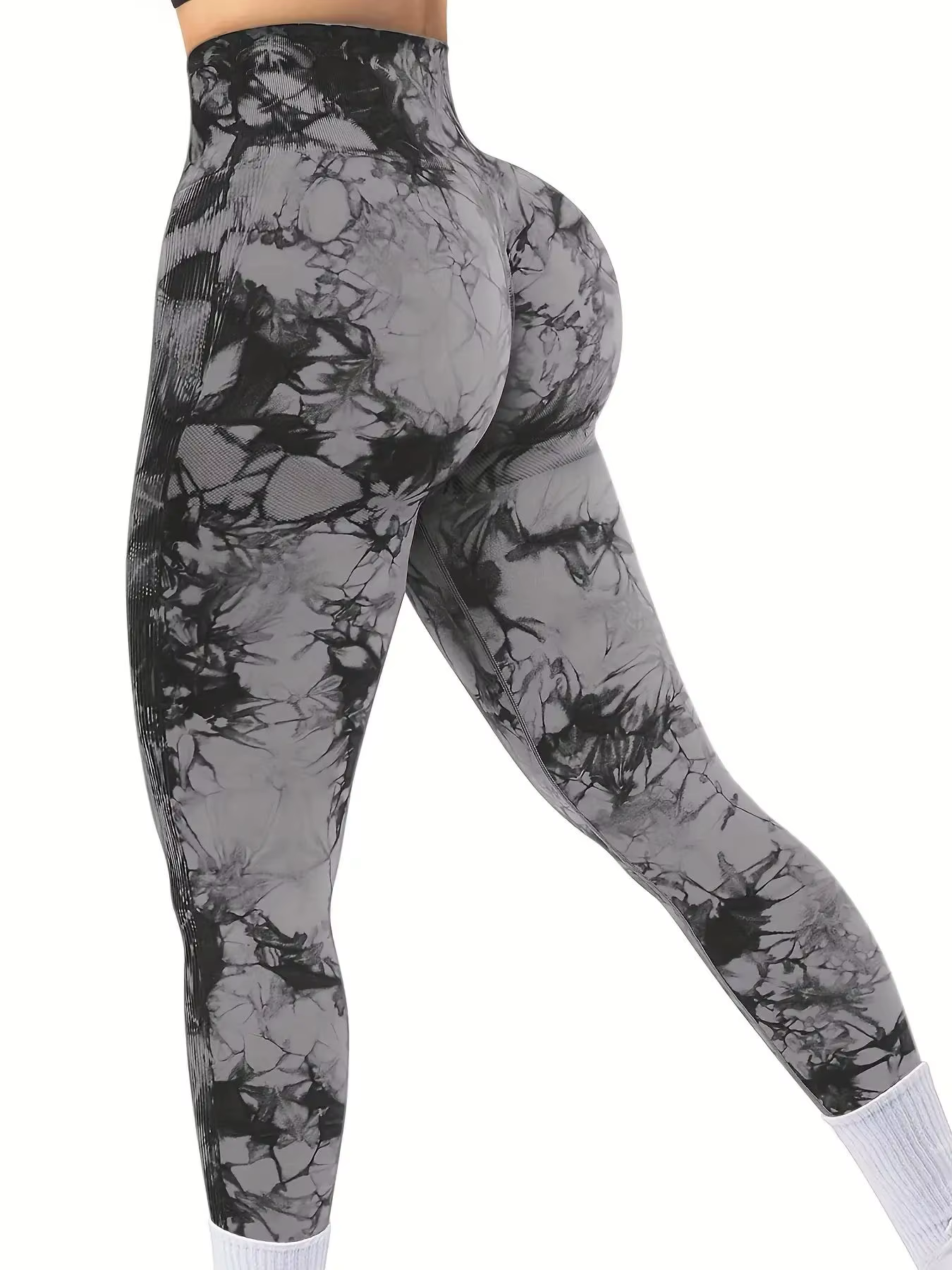 Pantalon de Yoga extensible pour femmes, teinture par nouage, sans couture, fesses pêche, taille hau