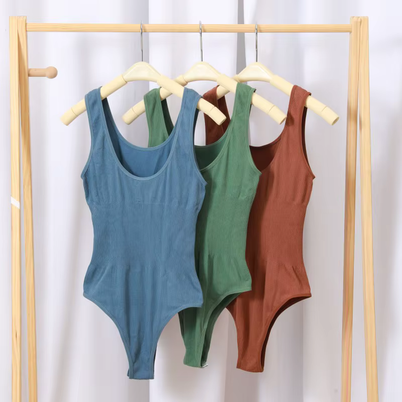 Body débardeur sans couture côtelé sans armatures pour femme, extensible, gainant, confortable pour
