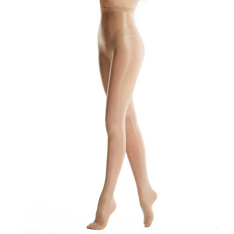 Collants brillants 70D haute élasticité grande taille effet huileux, collants sculptants couleur cha