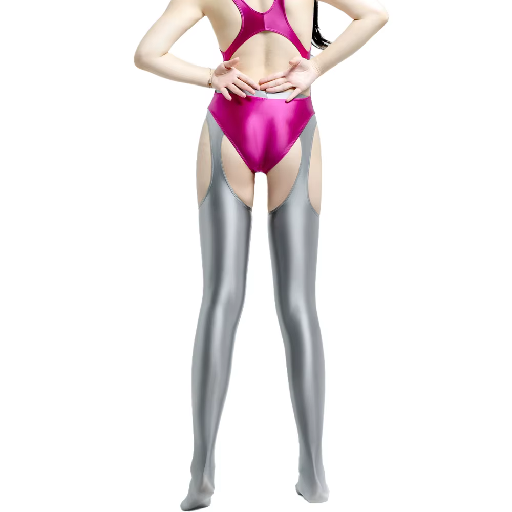 Collants de yoga et fitness MJINM pour femme en satin lisse taille haute, ajourés sur quatre côtés,