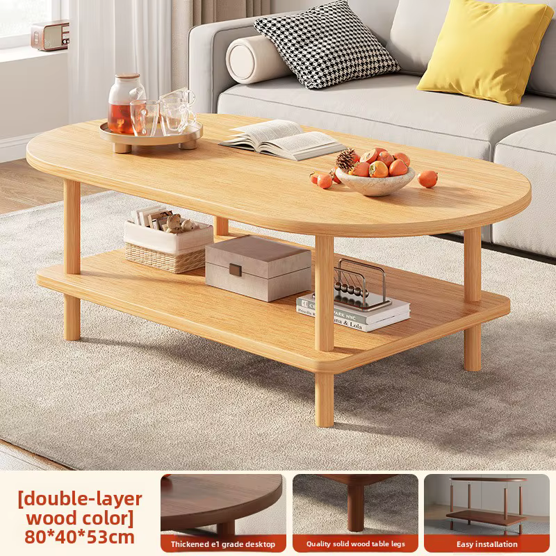 Table basse ovale pour salon, mobilier compact pour appartement, moderne, simple, à double niveau de