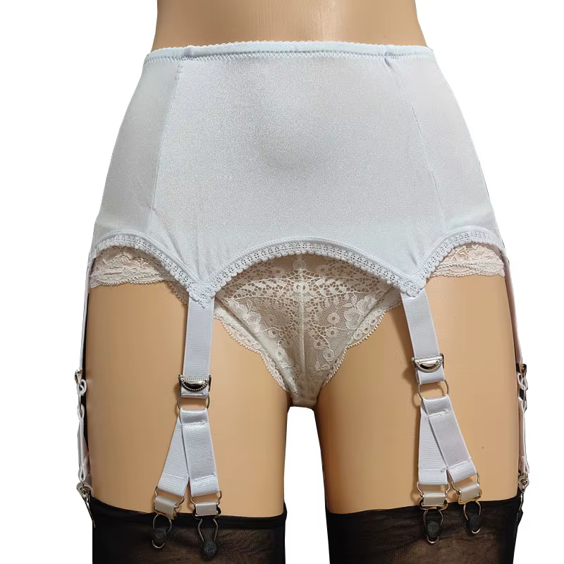 Porte-jarretelles Vintage pour femmes, Sexy, avec bas en dentelle, rétro, taille haute, 6 bretelles,