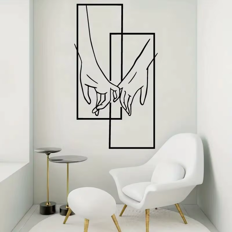 Affiche d'art de couple de mains tenant la main pour hommes et femmes, autocollant mural en vinyle,