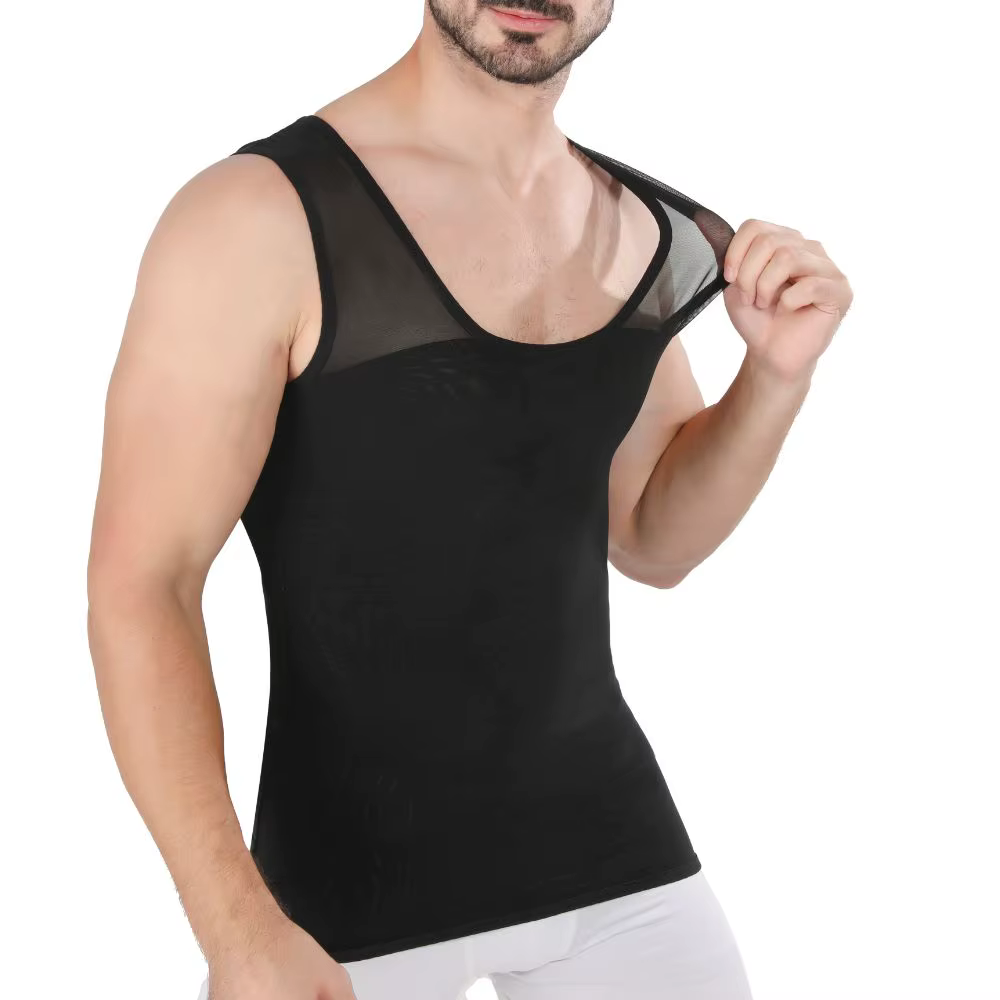 Hommes corps Shaper poitrine mince débardeur cacher gynécologie Compression chemise pour hommes minc