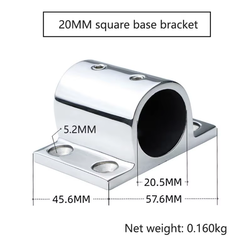 Base de poteau carrée en acier inoxydable pour garde-corps de bateau 20mm 22mm 25mm, antirouille, in