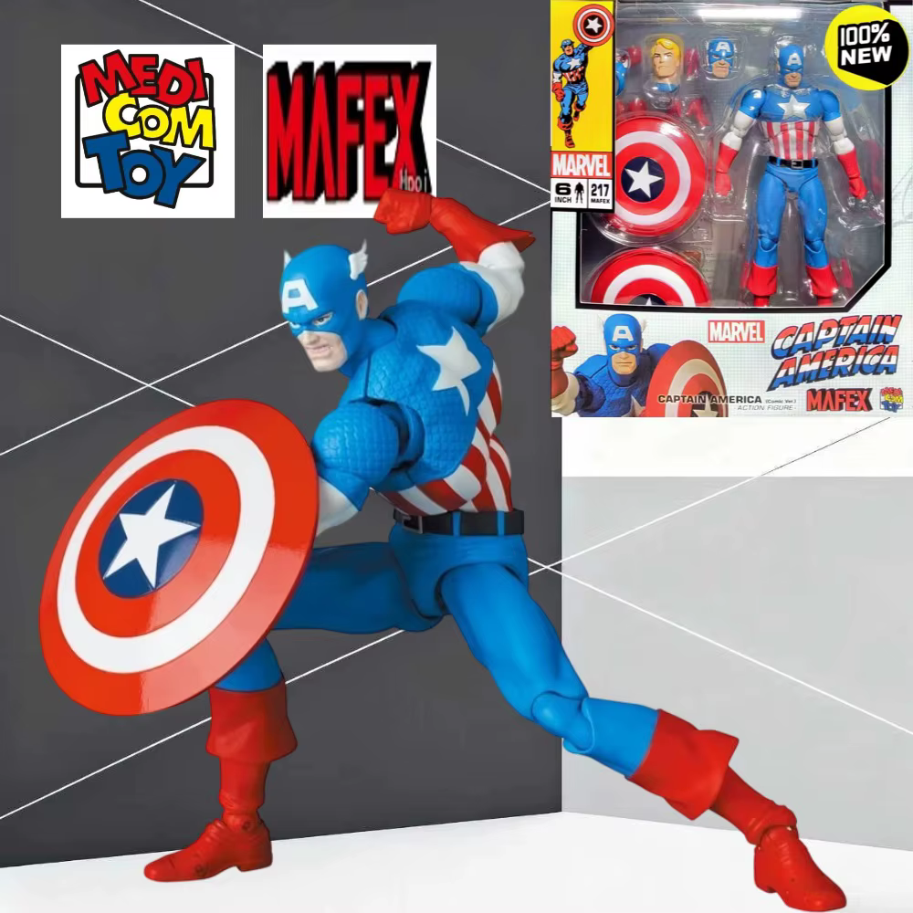 MAFEX N°217 Captain America Version BD Figurine articulée de 160 mm, modèle de collection, jouet pou
