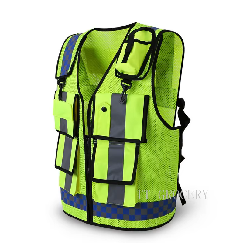 Veste fluorescente multi-poches, vêtements de sécurité, sécurité nocturne, trafic ferroviaire, mineu