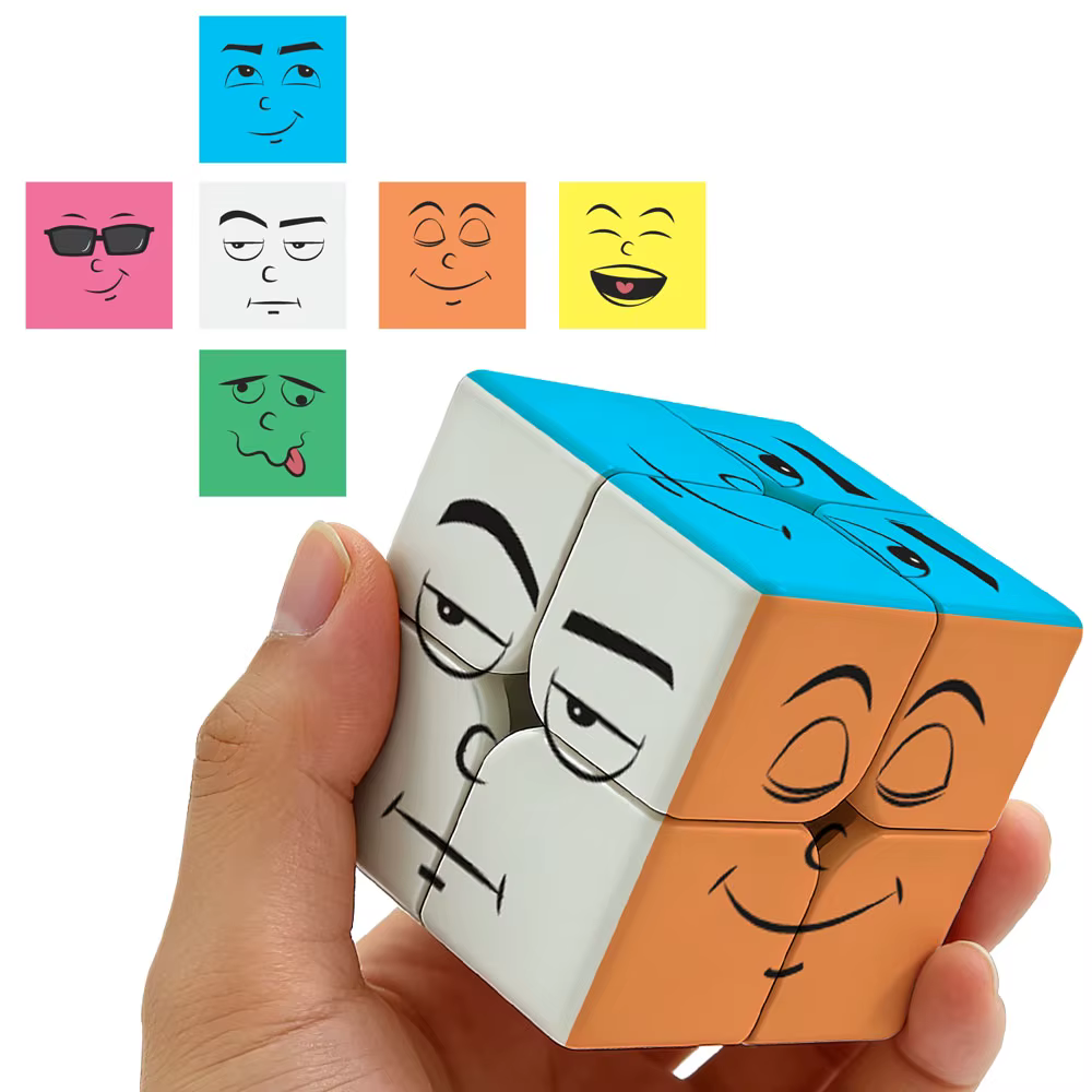 ZIINA STAR Emoji Cube Stickerless, cube de vitesse 2x2, cube de puzzle 3D adapté aux enfants et aux