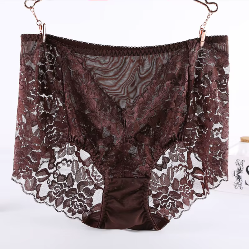Culotte taille haute en dentelle pour femme, sous-vêtement Sexy, grande taille, Lingerie en maille,