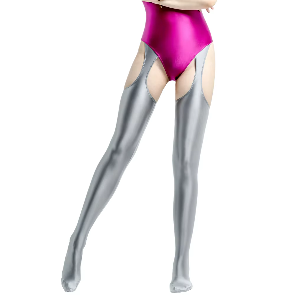 Collants de yoga et fitness MJINM pour femme en satin lisse taille haute, ajourés sur quatre côtés,