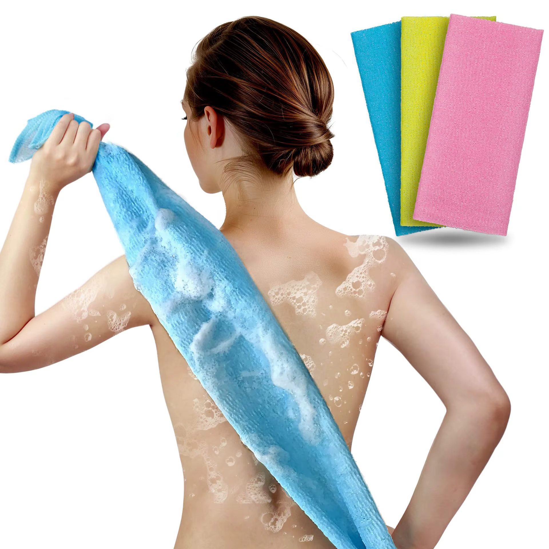 Lingette exfoliante pour la beauté de la peau, Gant de toilette japonais, Serviette de bain en nylon