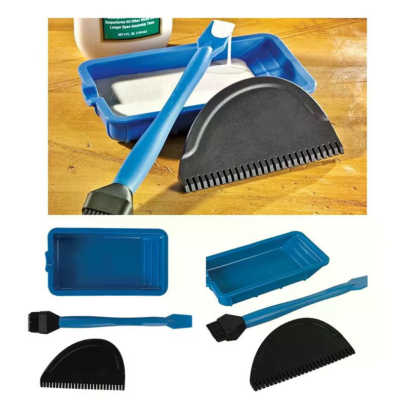 Ensemble de colle en silicone professionnelle avec pinceaux applicateurs pour le travail du bois.