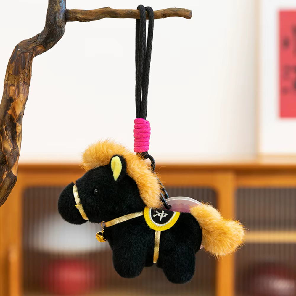 Porte-clés cheval créatif et amusant, mascotte mignonne, pendentif cheval, pelucheux, dessin animé K