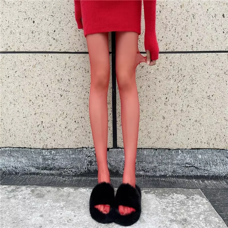 Collants rouges pour femmes, chaussettes rouges, Sexy, Anti-crochet, en velours de soie, Leggings de