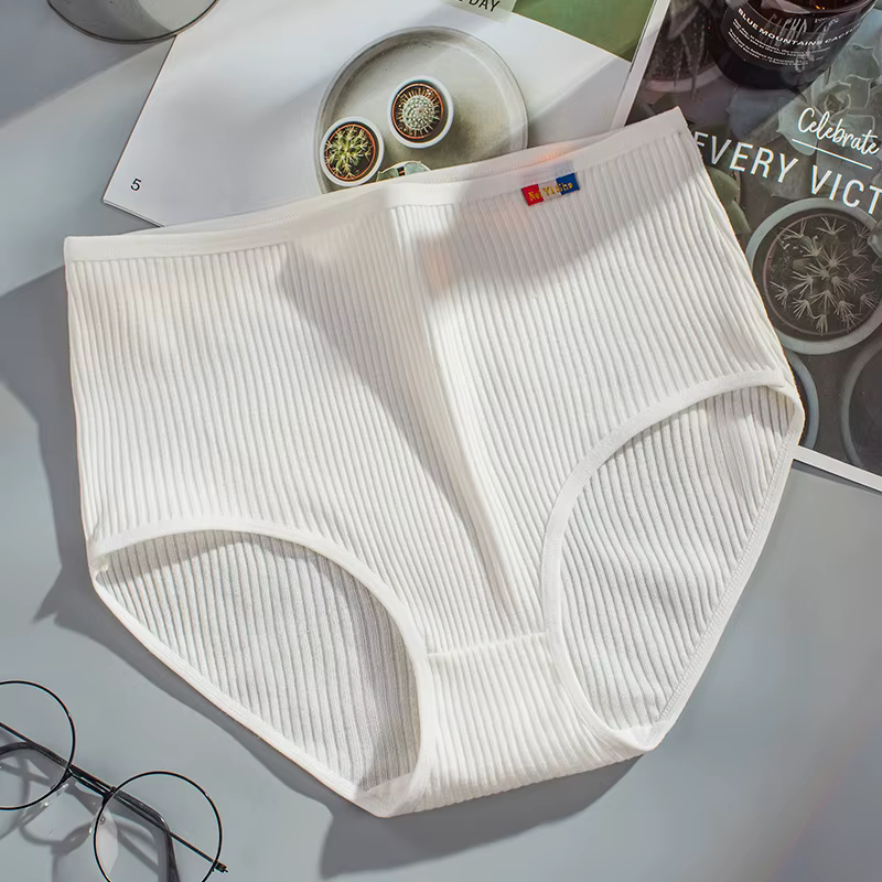 Culotte en coton pour femmes, sous-vêtements, grande taille, couleur unie, taille haute, sans coutur