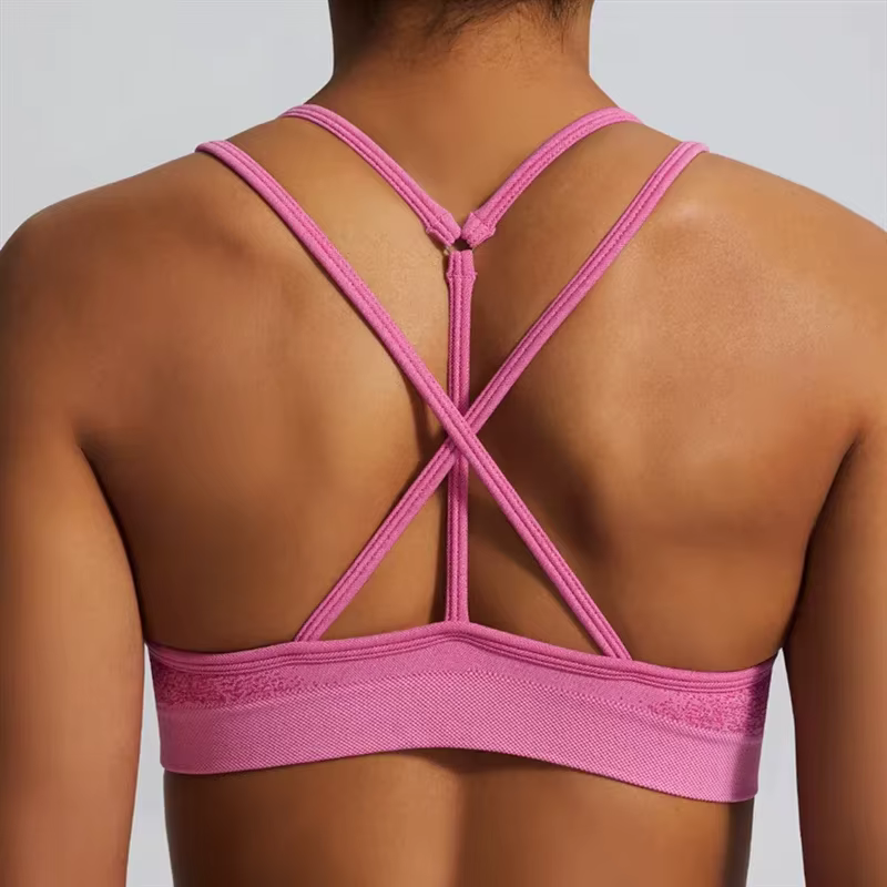 Ignite-Soutien-gorge de sport rembourré à dos croisé pour femme, haut court sans couture pour yoga,