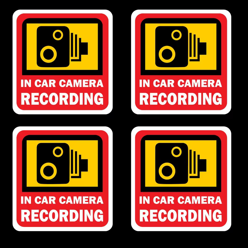 4 pièces 47x50mm CCTV dans la voiture caméra enregistrement autocollant Dashcam vidéo avertissement
