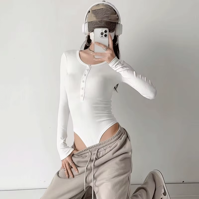 Body à manches longues pour femmes, Sexy, slim, basique, couleur unie, décontracté, rue, ClubWear, a