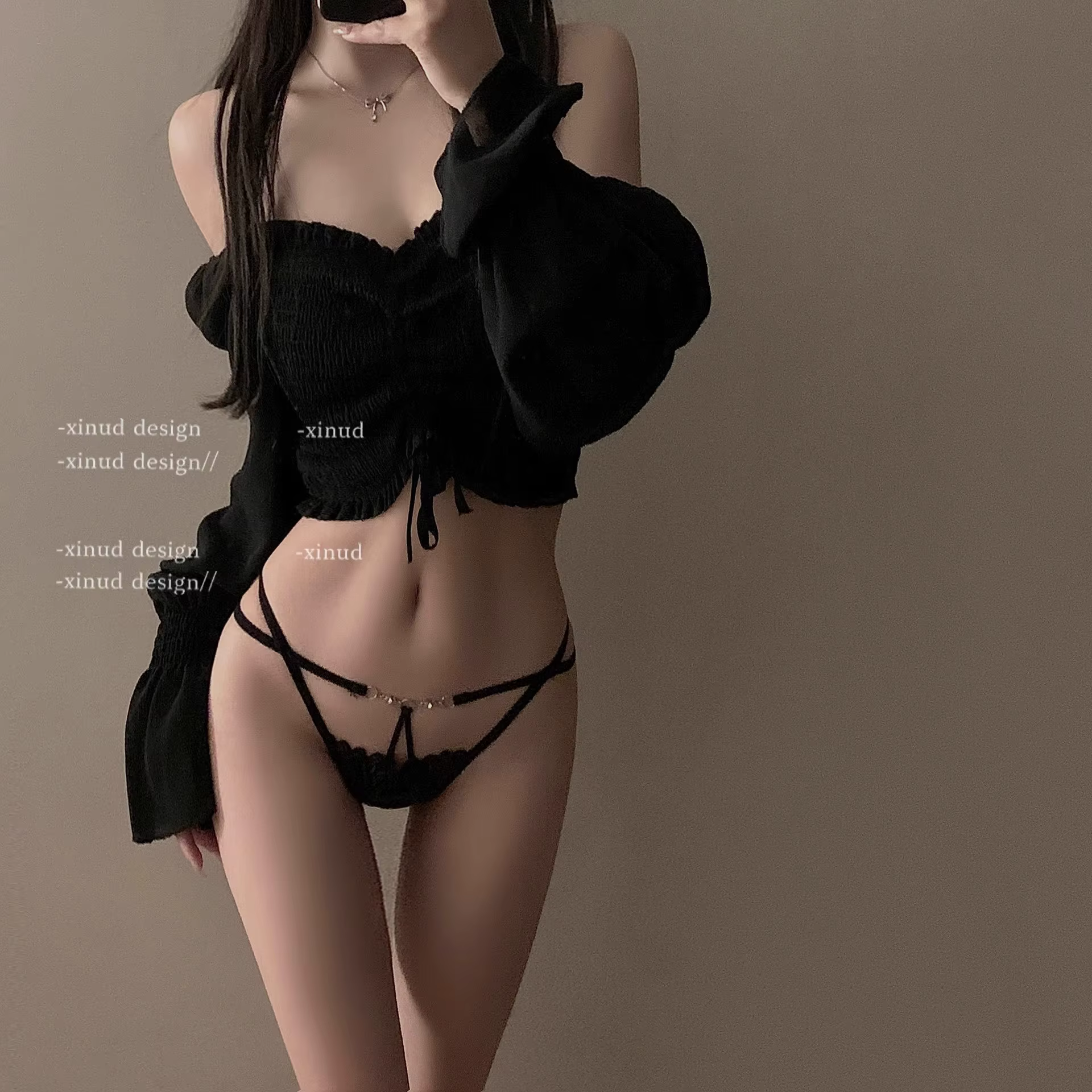 Sous-vêtements en dentelle de Style français pour femmes, Sexy, doux, transparent, cravate sur le cô