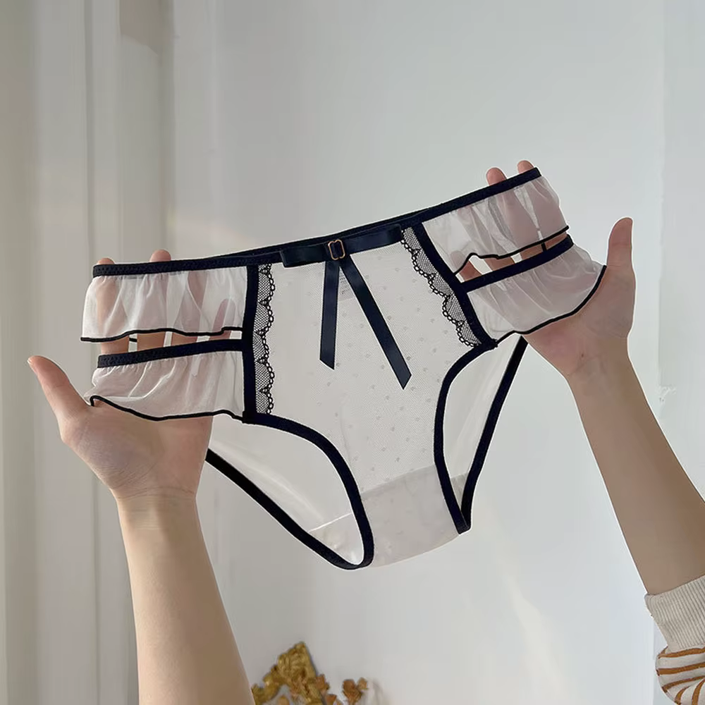 Culottes sexy pour femmes, dentelle ornée de papillons, sans couture, transparentes, respirantes, do