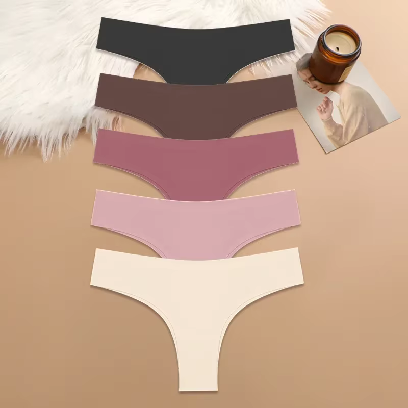 5 pièces Sexy sans couture culotte brésilienne pour femmes string femme taille basse couleur unie sl