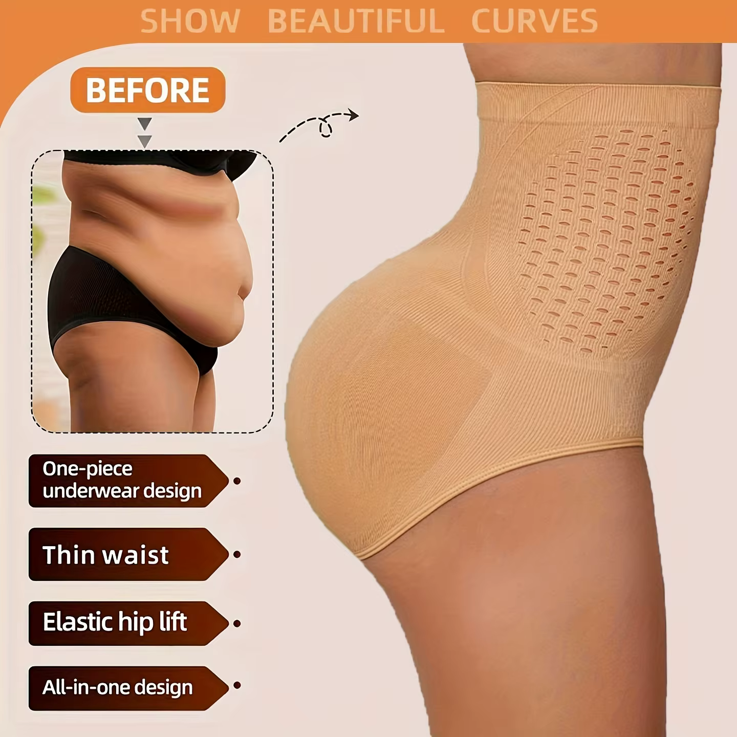 Sous-vêtements façonnant post-partum taille haute pour femmes, culotte de levage des fesses et des h