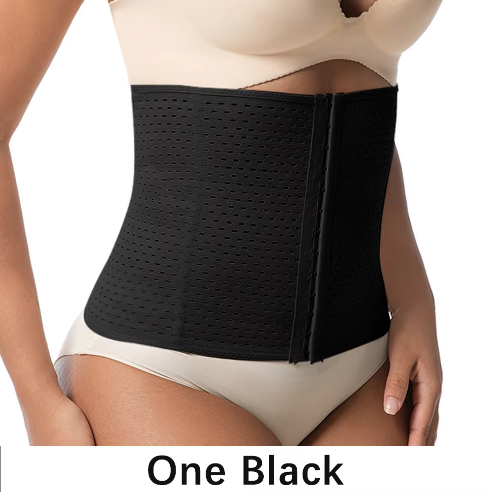 Corset Amincissant et Sculptant pour Femme, Bandeau Ventre Plat Noir, Post-partum