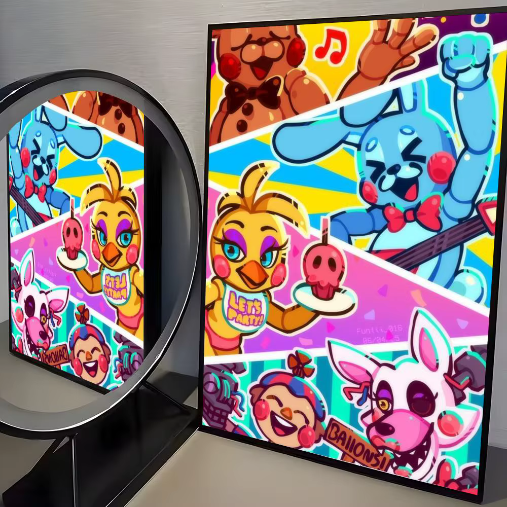 Affiche de jeu Five N-Nights At Freddys, autocollant parfait, art auto-adhésif conçu pour les espace