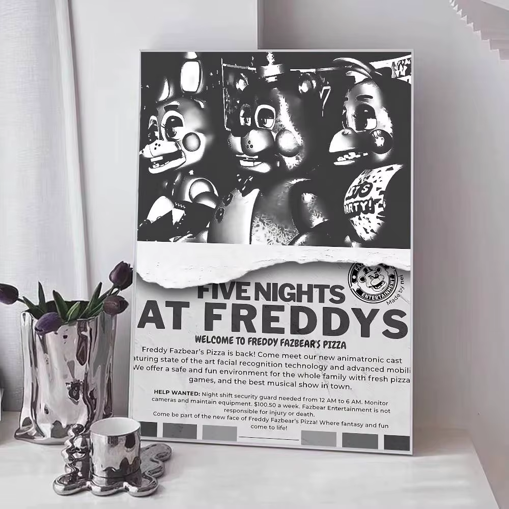 1pc Game Fnaf Five-nights-At-Freddys Classic Posters Fancy Wall Sticker for Living Room Bar Decorati