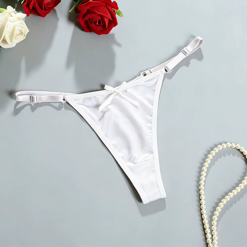 String pour femmes, ceinture réglable, Satin brillant, couleur unie, sous-vêtements taille basse, so
