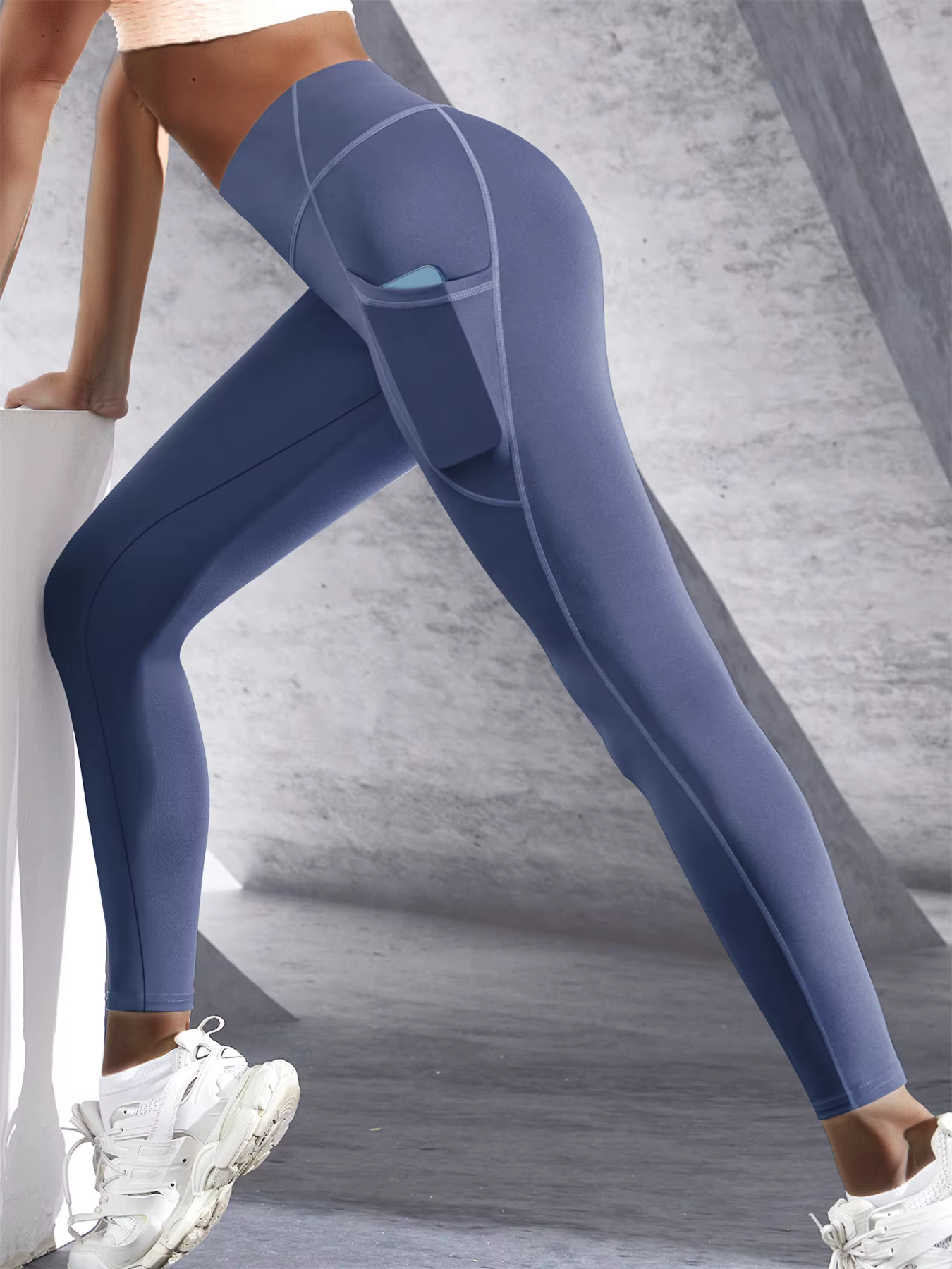 Femmes taille haute élastique entraînement Yoga Leggings contrôle du ventre avec poches latérales pa