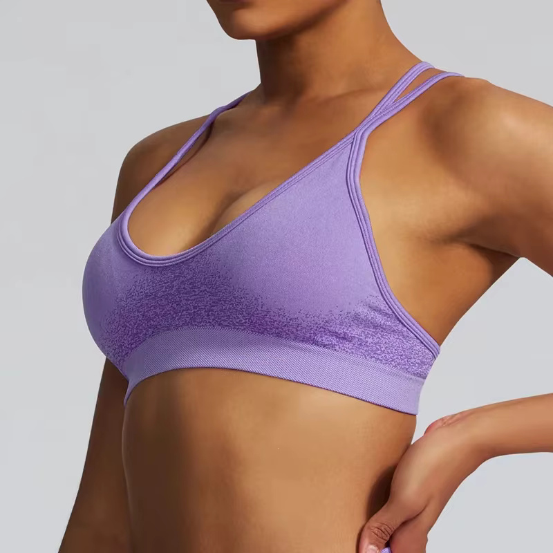 Ignite-Soutien-gorge de sport rembourré à dos croisé pour femme, haut court sans couture pour yoga,