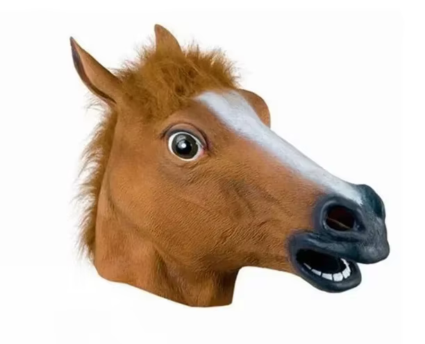 Masque de tête de cheval, Costume de Cosplay, fête drôle d'halloween, couvre-chef
