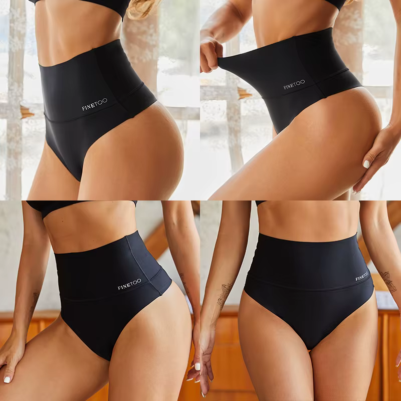 Sans couture taille haute femmes string noir Abdomen hanche ascenseur slips corps façonnage sous-vêtements respirant