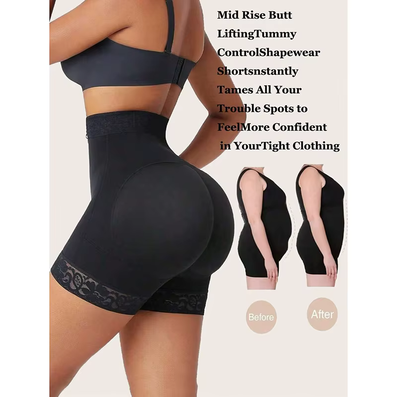 Shorty gainant taille haute à haute compression avec fermeture éclair