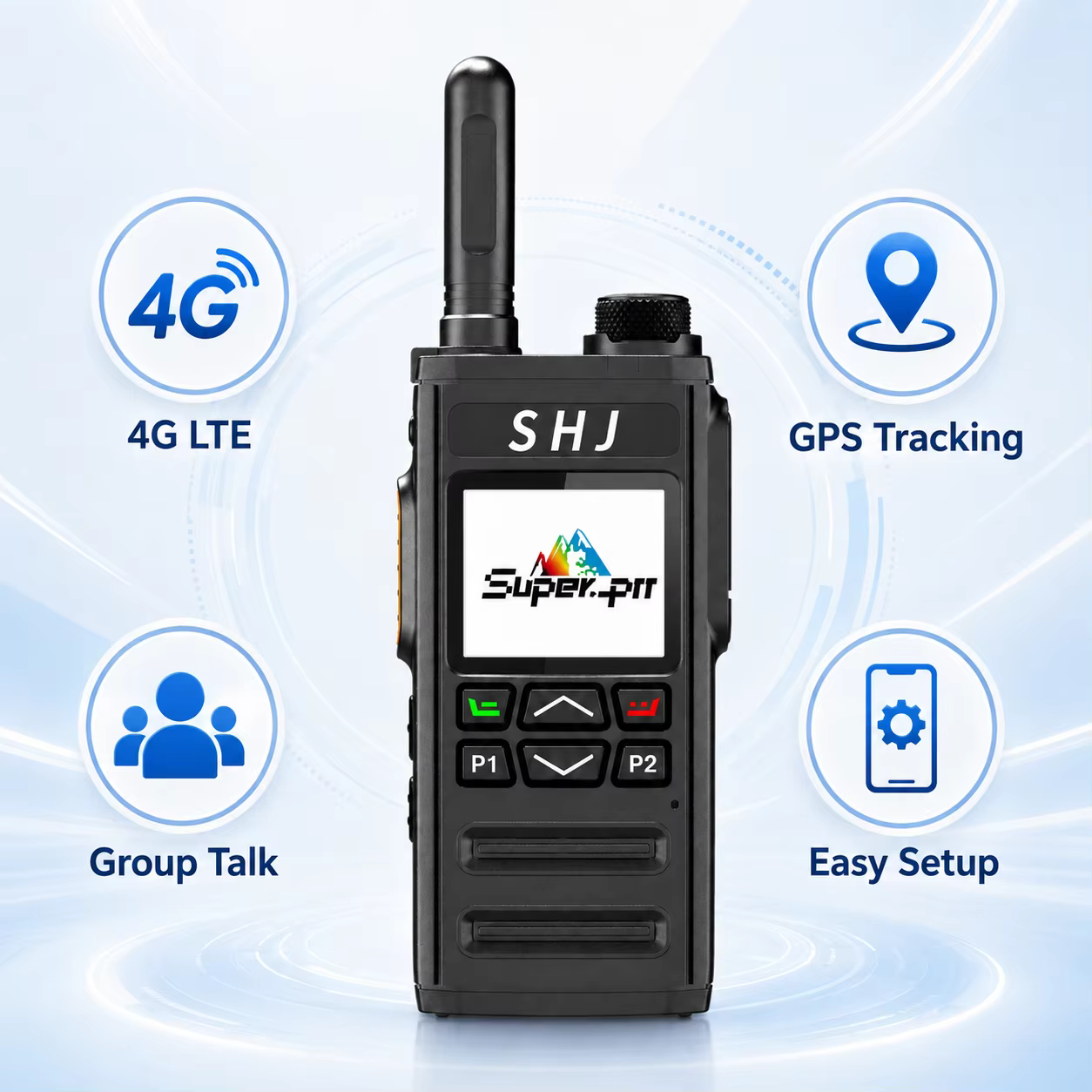 Talkie-walkie 4G LTE PTT avec carte SIM, radio Internet Super-PTT, localisation GPS, appel de groupe, sans limite de distance