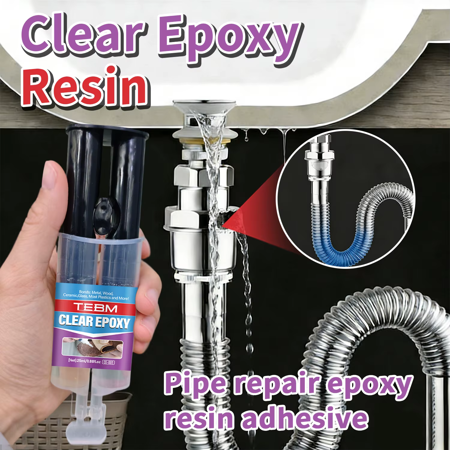 Colle époxy transparente AB à prise rapide (5 min) pour le collage de métaux, plastiques, céramiques, verres, caoutchoucs, bois, pierres et bijoux