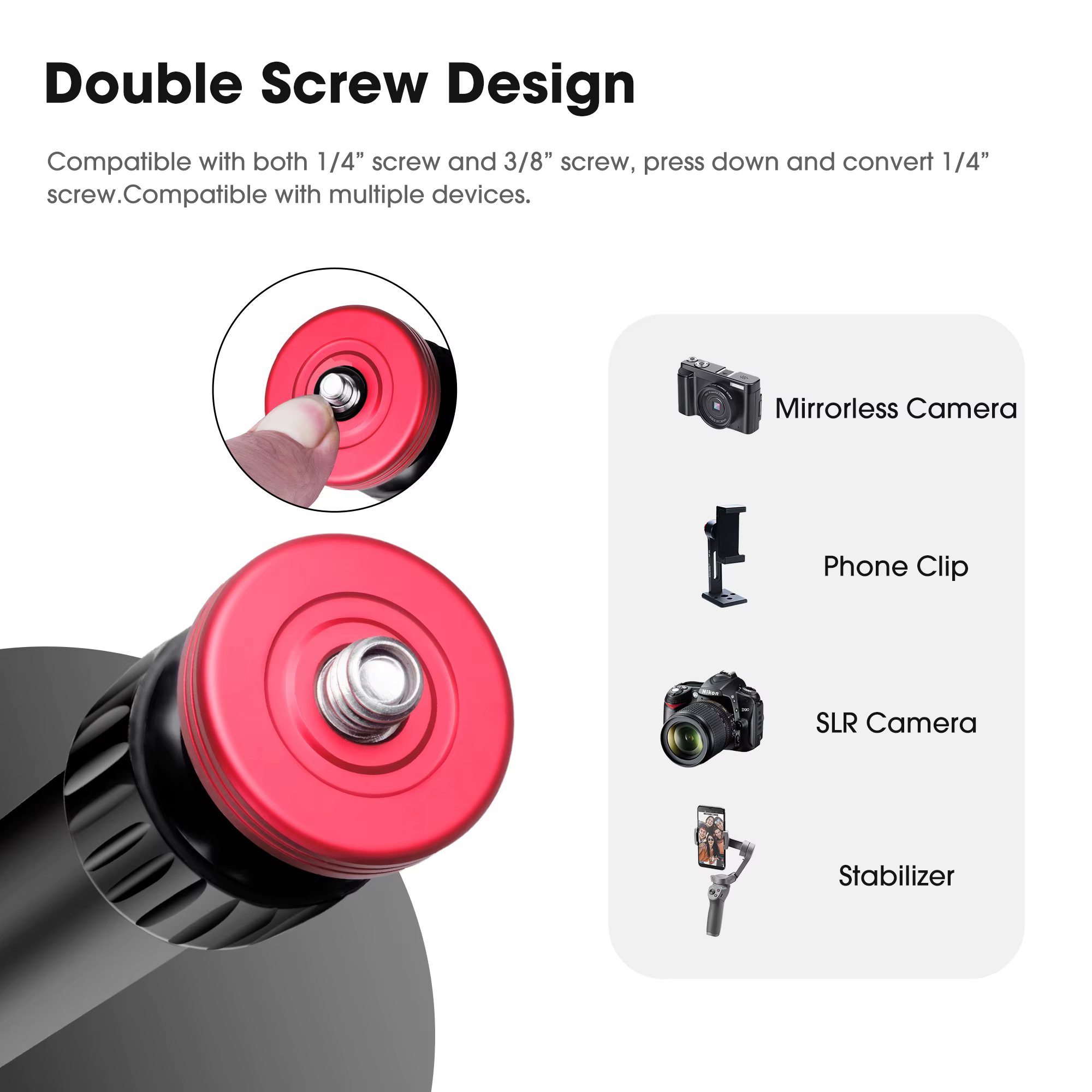Manbily 108 cm tige d'extension rétractable extension monopode pôle pour 360 gopro max objectif DSLR et SLR smartphone appareil photo accessoire