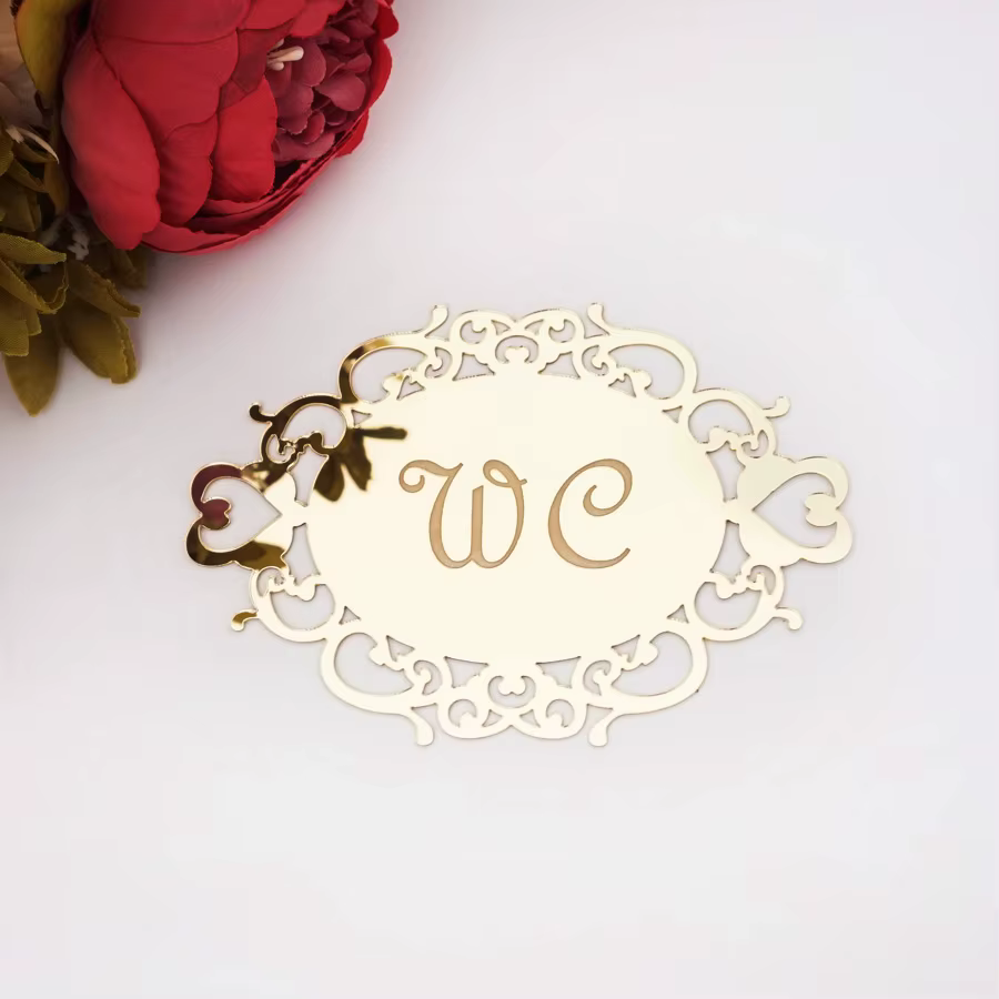 Autocollant mural pour porte de chambre, salle de bain, toilettes, WC, signalétique en acrylique miroir ovale, décoration intérieure, cadeau de déménagement